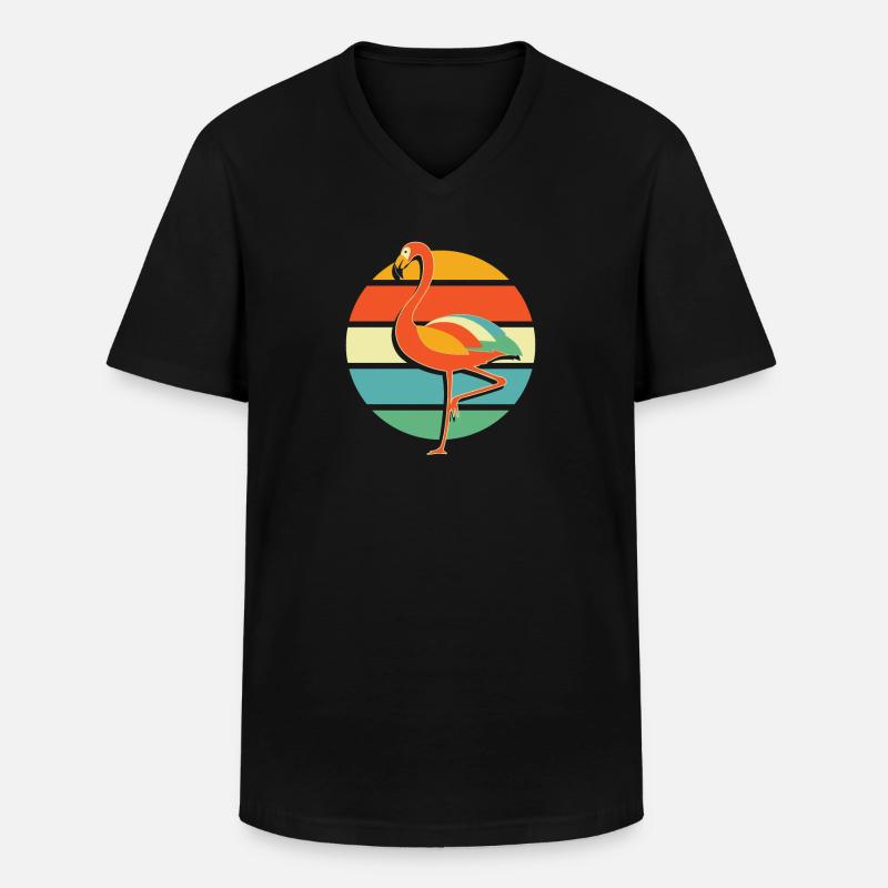 Flamingo - Männer-T-Shirt mit V-Ausschnitt - Schwarz