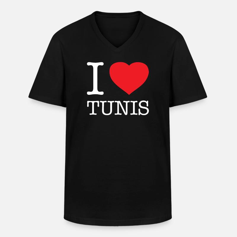 I LOVE TUNIS - Männer-T-Shirt mit V-Ausschnitt - Schwarz