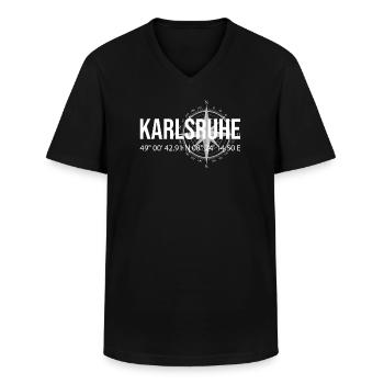 Koordinaten Karlsruhe - Männer-T-Shirt mit V-Ausschnitt - Schwarz - Vorne - AI Model Male 178 dark (178cm)