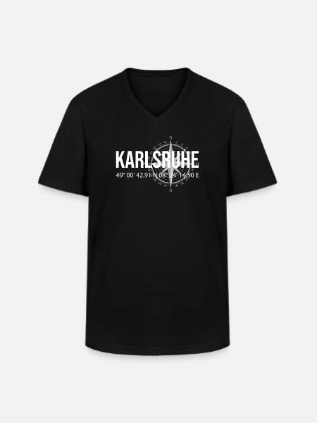 Koordinaten Karlsruhe - Männer-T-Shirt mit V-Ausschnitt - Schwarz