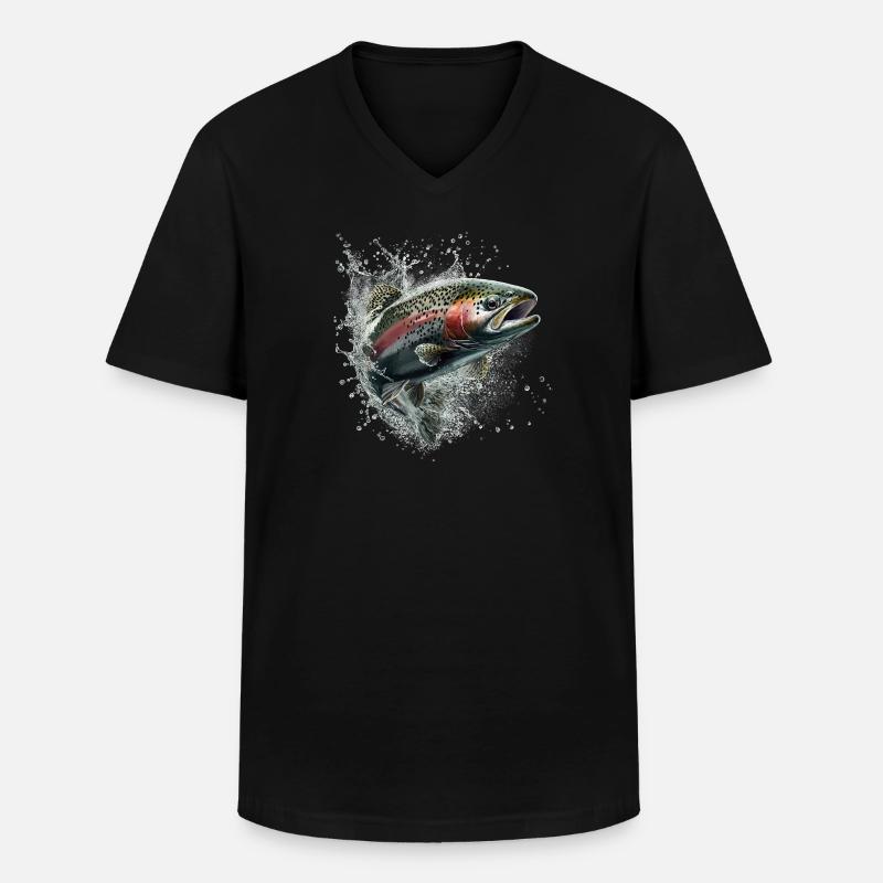 Forelle - Männer-T-Shirt mit V-Ausschnitt - Schwarz