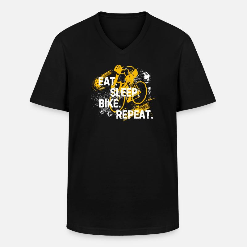 Manger Dormir Vélo Répéter - T-shirt col V Homme - noir