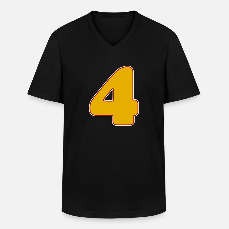 4 - Vier - Männer-T-Shirt mit V-Ausschnitt - Schwarz