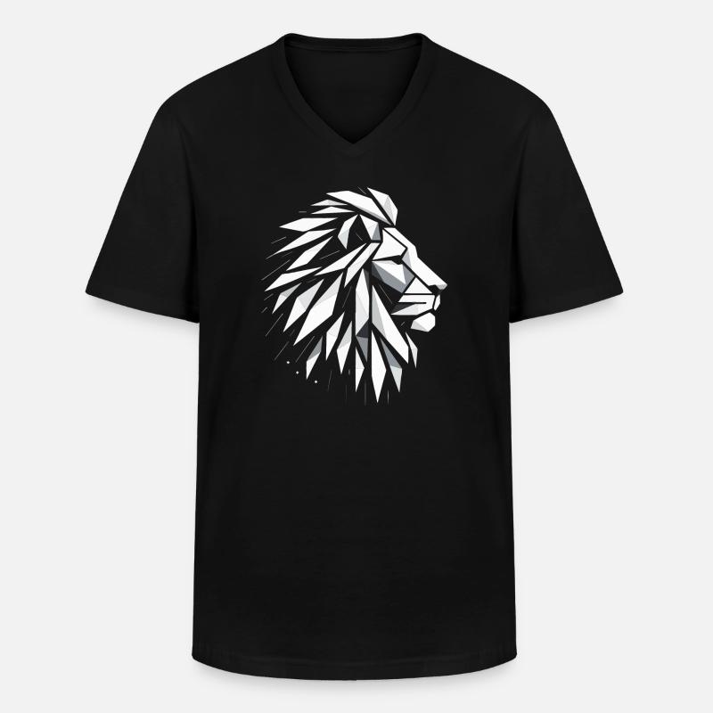 Löwenkopf Polygonkunst - Männer-T-Shirt mit V-Ausschnitt - Schwarz