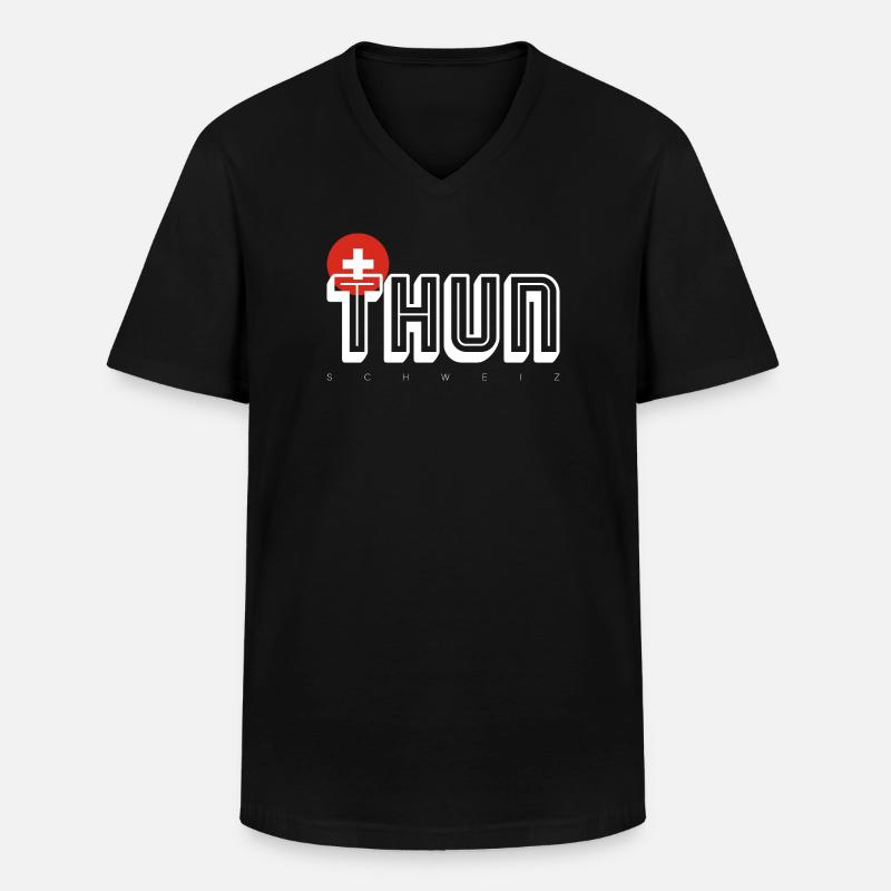 Thun - Männer-T-Shirt mit V-Ausschnitt - Schwarz