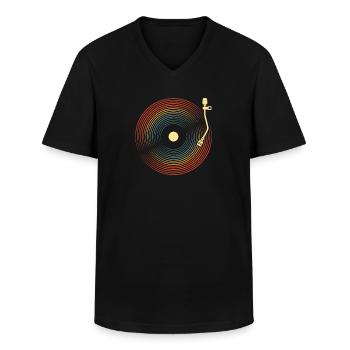 Schallplatte Vinyl Plattensammler - Männer-T-Shirt mit V-Ausschnitt - Schwarz - Vorne - AI Model Male 178 dark (178cm)