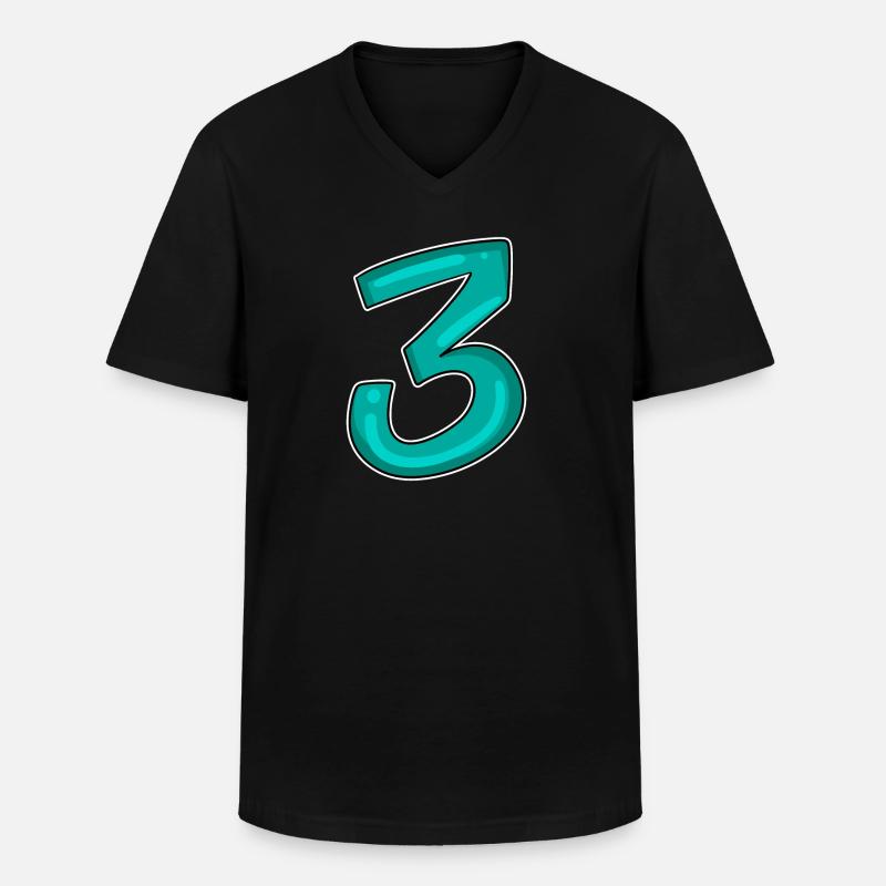 3 - Three - Third - Men's V-Neck T-Shirt - black