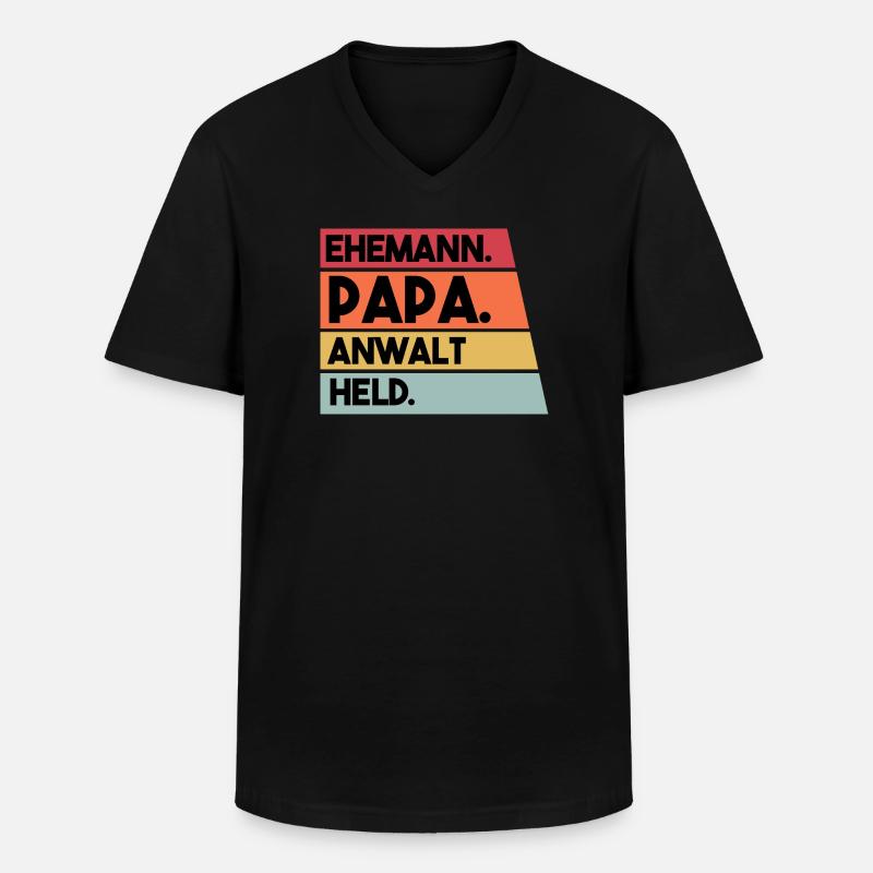 Ehemann Papa Anwalt Held - Männer-T-Shirt mit V-Ausschnitt - Schwarz