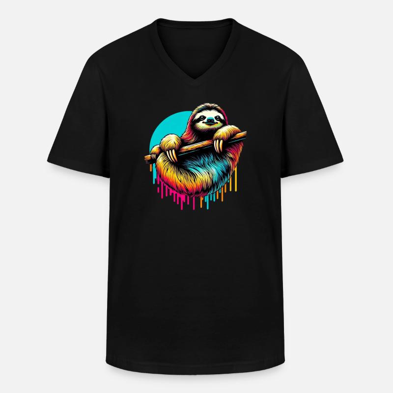 Faultier - Männer-T-Shirt mit V-Ausschnitt - Schwarz