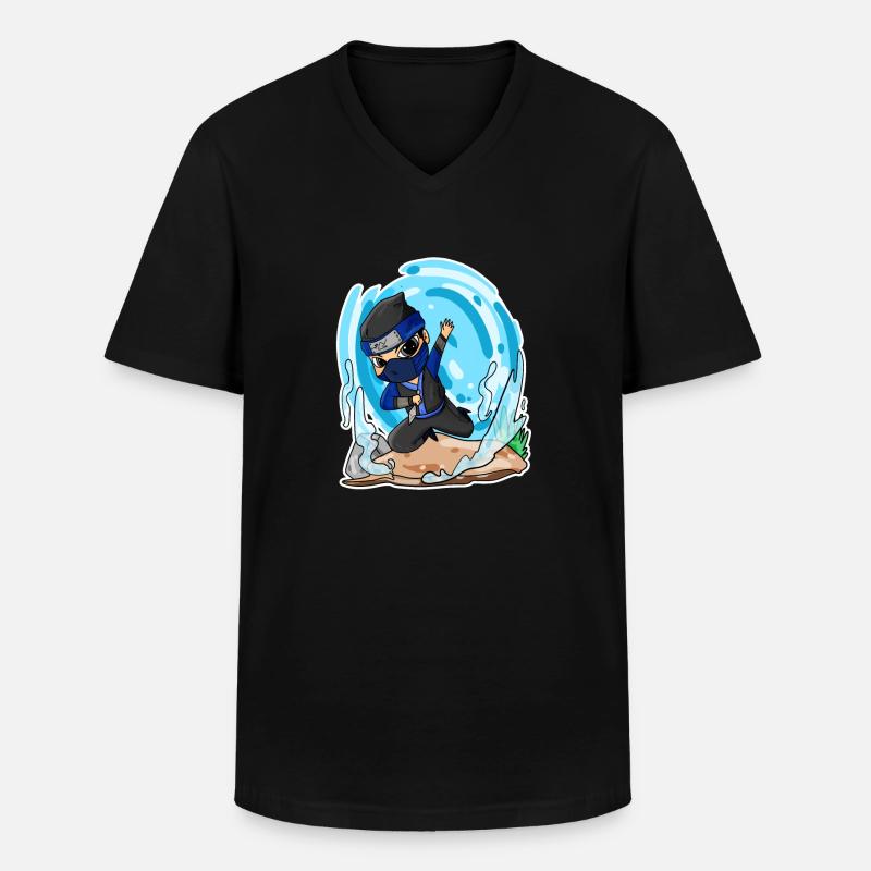 Ninja Motiv - Männer-T-Shirt mit V-Ausschnitt - Schwarz