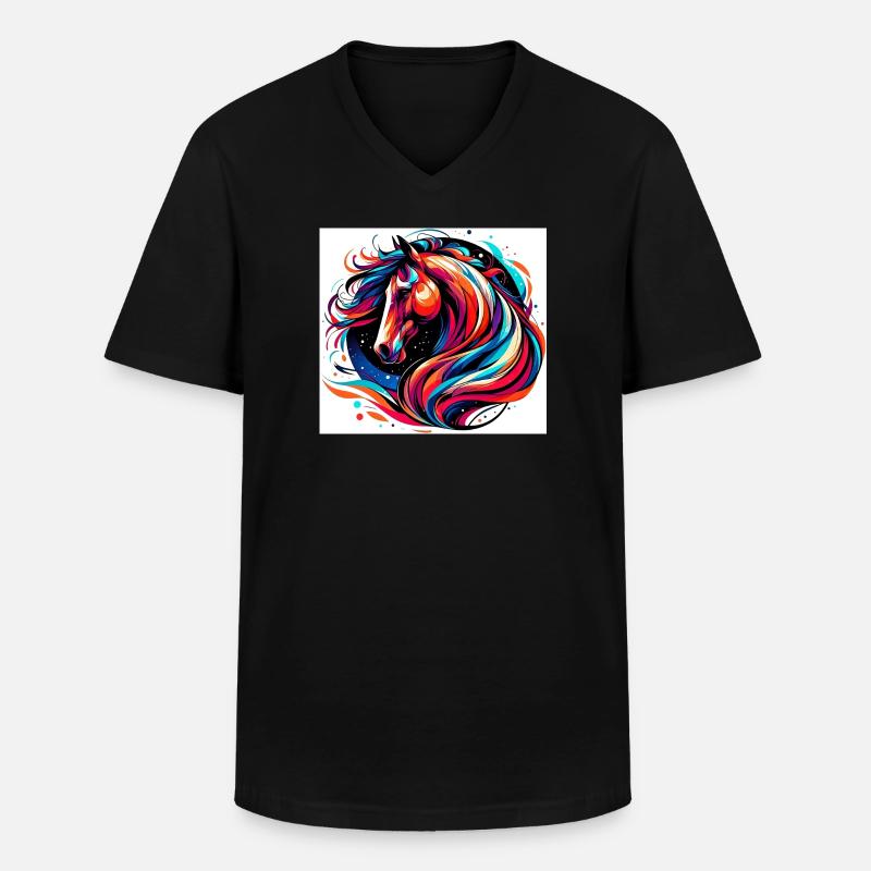 Pferd - Männer-T-Shirt mit V-Ausschnitt - Schwarz