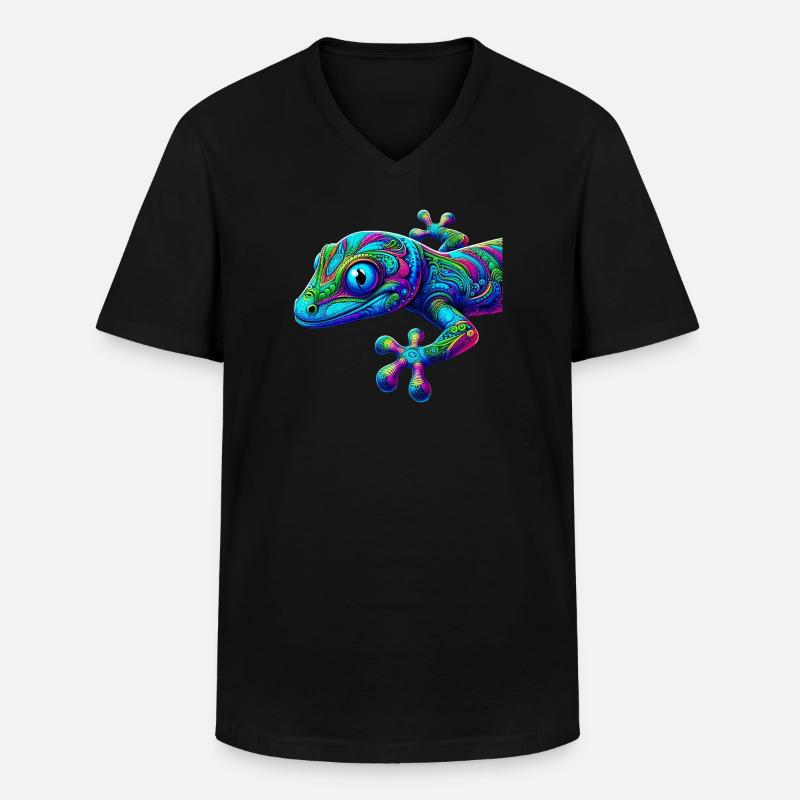 Gecko - Männer-T-Shirt mit V-Ausschnitt - Schwarz