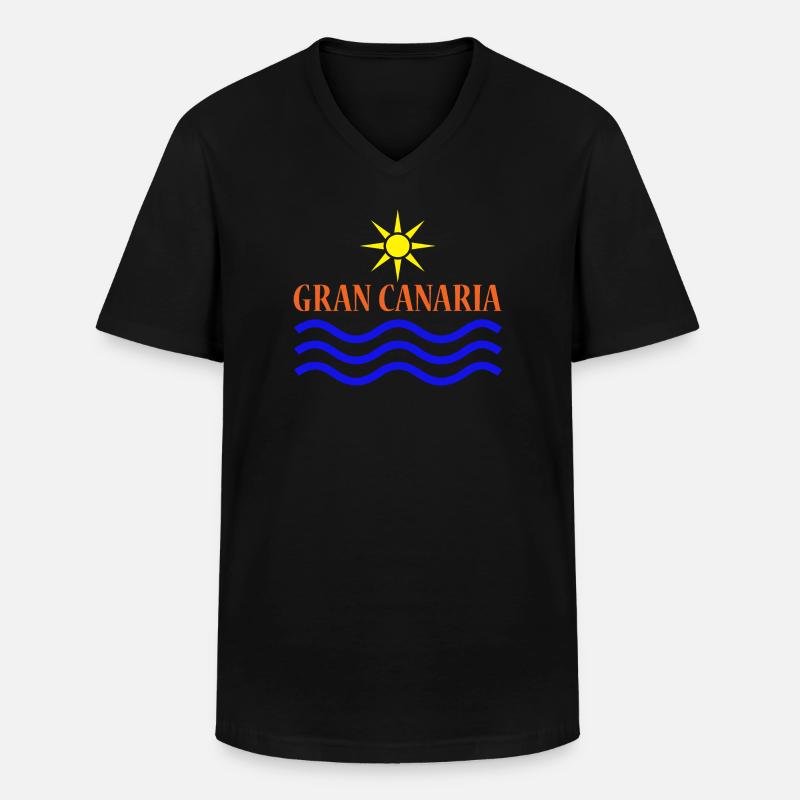 GRAN CANARIA Sonne Wasser - Männer-T-Shirt mit V-Ausschnitt - Schwarz