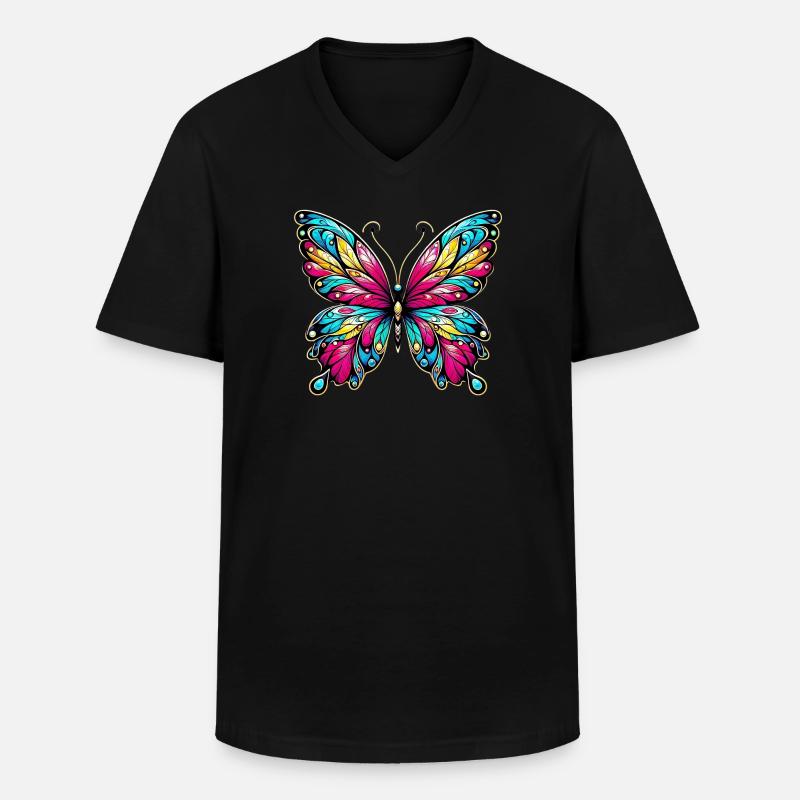 Schmetterling - Männer-T-Shirt mit V-Ausschnitt - Schwarz