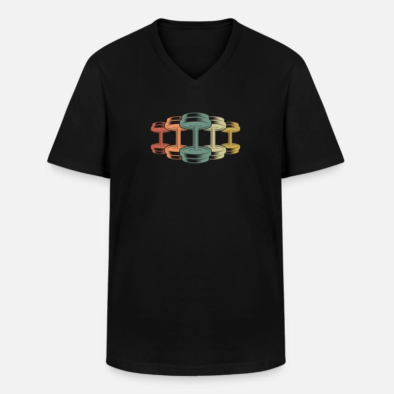 Fitness Hantel - Männer-T-Shirt mit V-Ausschnitt - Schwarz