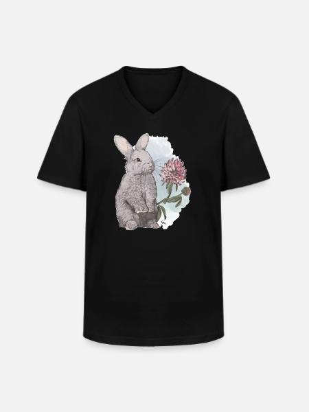 Veganuary 2024 Rabbit - Men's V-Neck T-Shirt - black