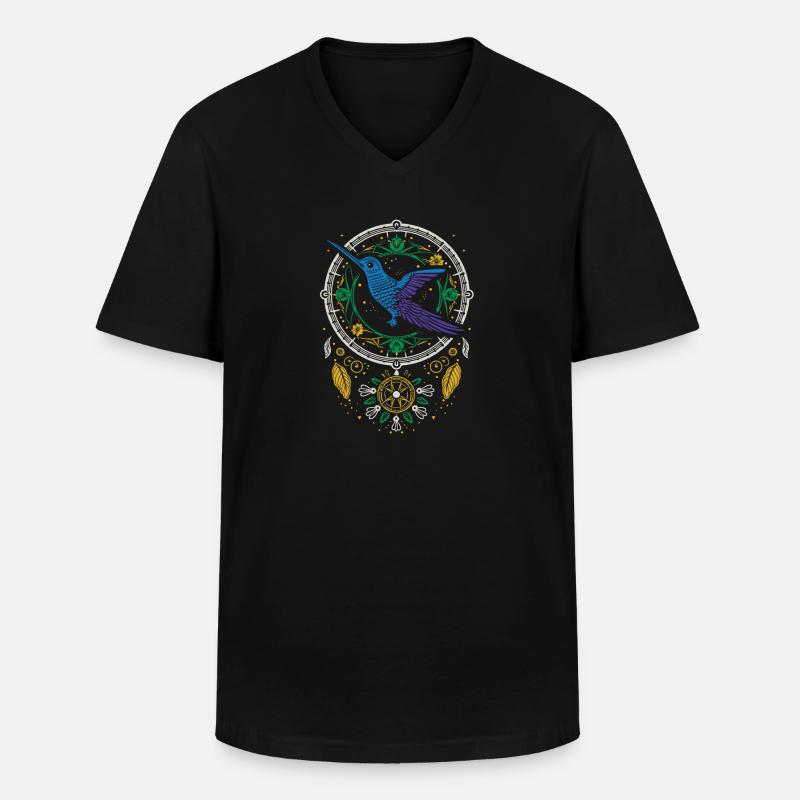 Kolibri Traumfängervogel - Männer-T-Shirt mit V-Ausschnitt - Schwarz