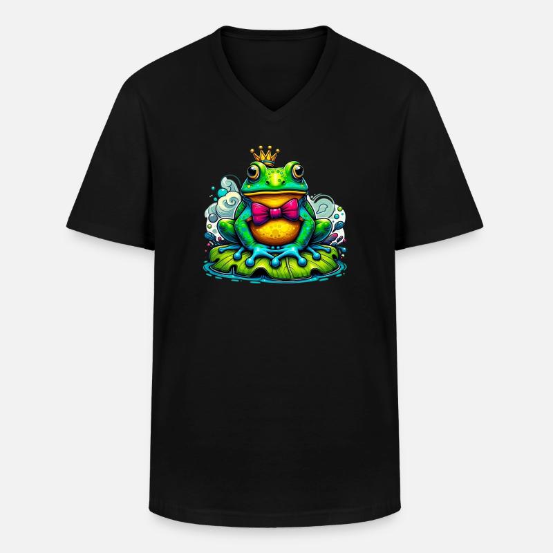 Frosch mit der Königskrone - Männer-T-Shirt mit V-Ausschnitt - Schwarz