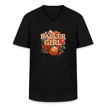Basketball Girl Baller Girl - Men's V-Neck T-Shirt - black - Front - AI Model Male 178 dark (178cm)