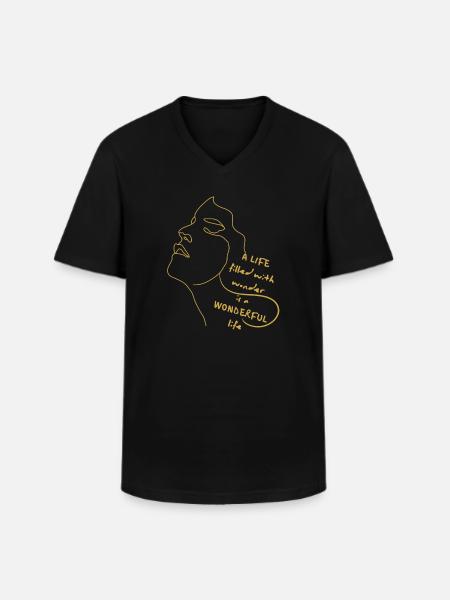 Life Full of Wonders – Line Art Quote - Men's V-Neck T-Shirt - black