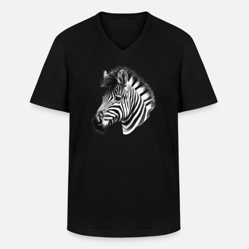 Zebra - Männer-T-Shirt mit V-Ausschnitt - Schwarz