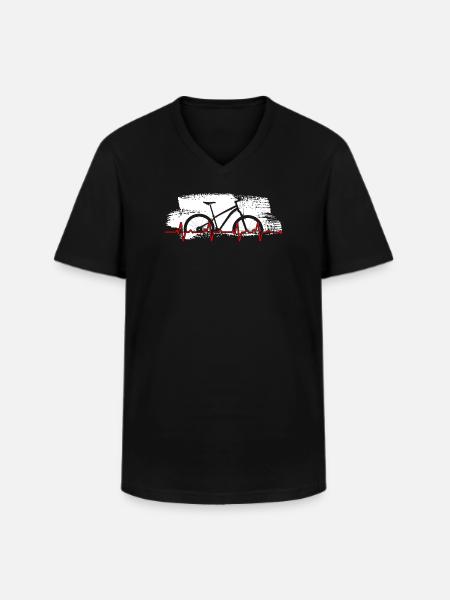 Bike Heartbeat Graphic - Men's V-Neck T-Shirt - black