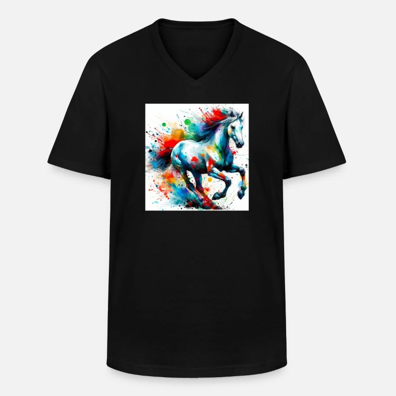 Pferd - Männer-T-Shirt mit V-Ausschnitt - Schwarz