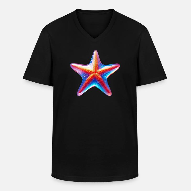 Seestern - Männer-T-Shirt mit V-Ausschnitt - Schwarz