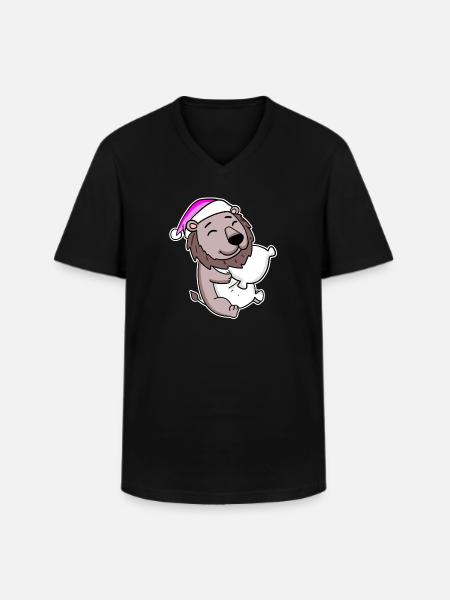 Leo Tired Sleeping Sleeping Girl - Men's V-Neck T-Shirt - black