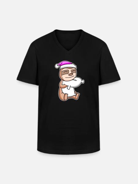 Sloth Tired Sleeping Sleeping Girl - Men's V-Neck T-Shirt - black