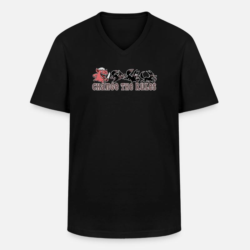 Pig changes the rules! - Men's V-Neck T-Shirt - black