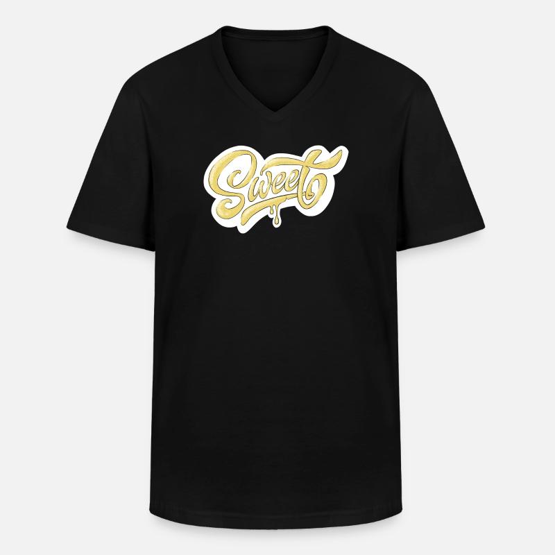 Sweet Script Typography Design - Men's V-Neck T-Shirt - black