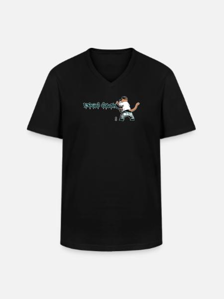 Cat Graffiti Dogs Suck - Men's V-Neck T-Shirt - black