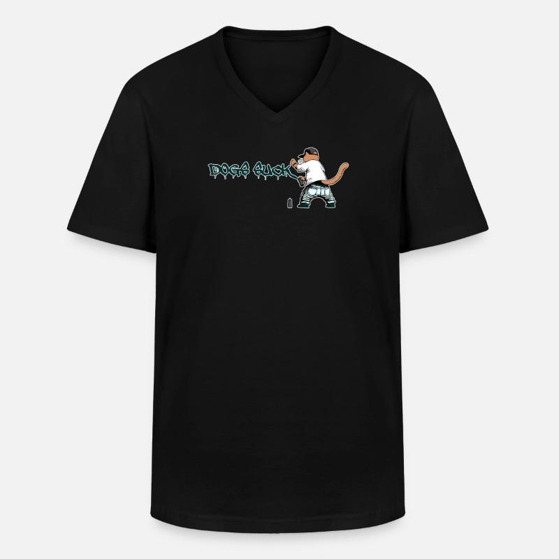 Katze Graffiti Hunde saugen - Männer-T-Shirt mit V-Ausschnitt - Schwarz