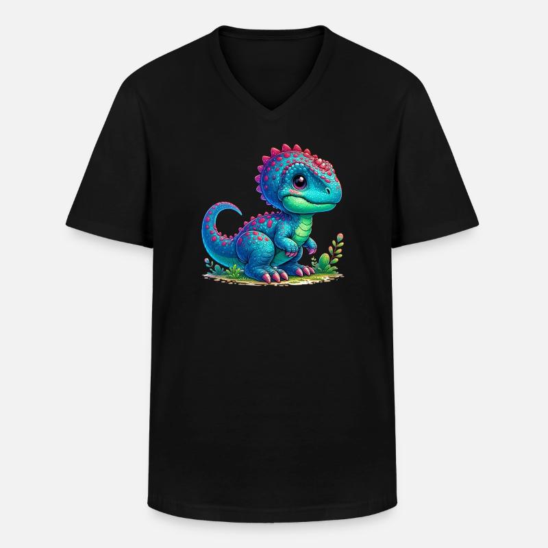 Dinosaurier - Männer-T-Shirt mit V-Ausschnitt - Schwarz