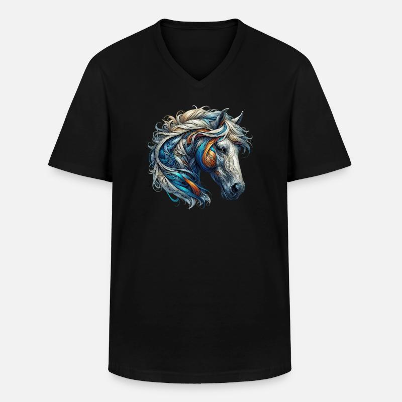 Pferd - Männer-T-Shirt mit V-Ausschnitt - Schwarz