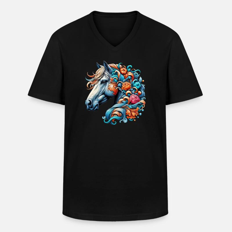 Pferd - Männer-T-Shirt mit V-Ausschnitt - Schwarz
