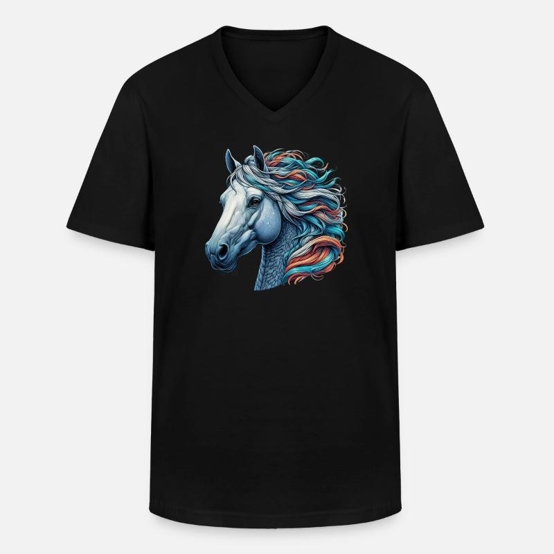 Pferd - Männer-T-Shirt mit V-Ausschnitt - Schwarz