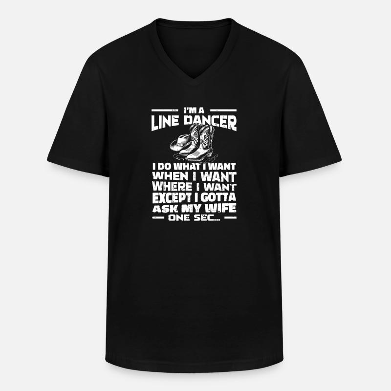 Line Dance Witzig - Männer-T-Shirt mit V-Ausschnitt - Schwarz