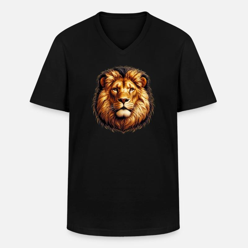 Löwe - Männer-T-Shirt mit V-Ausschnitt - Schwarz