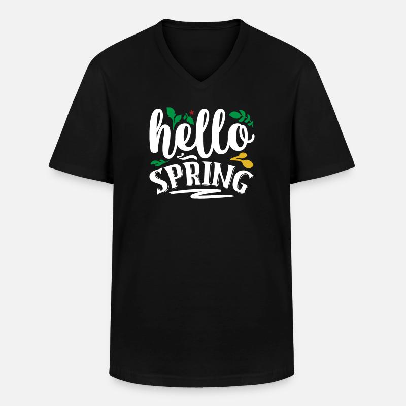 Hallo Frühling - Männer-T-Shirt mit V-Ausschnitt - Schwarz