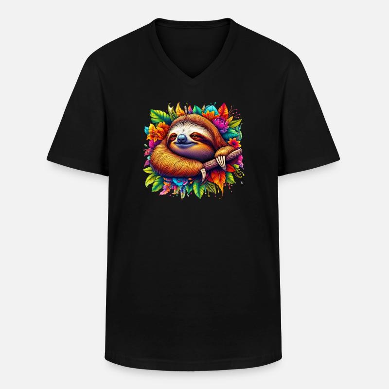 Faultier - Männer-T-Shirt mit V-Ausschnitt - Schwarz