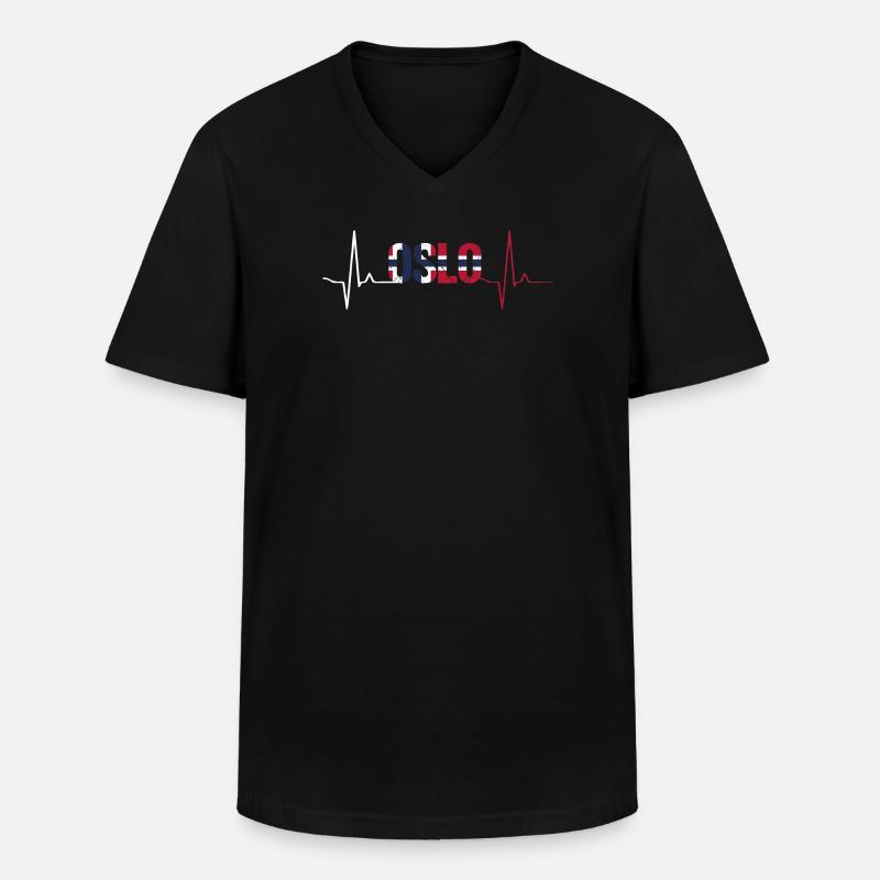 Oslo Herzschlag - Männer-T-Shirt mit V-Ausschnitt - Schwarz