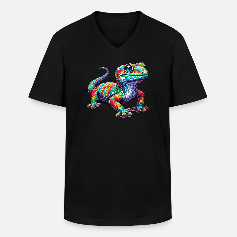 Gecko - Männer-T-Shirt mit V-Ausschnitt - Schwarz