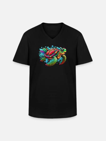Turtle - Men's V-Neck T-Shirt - black
