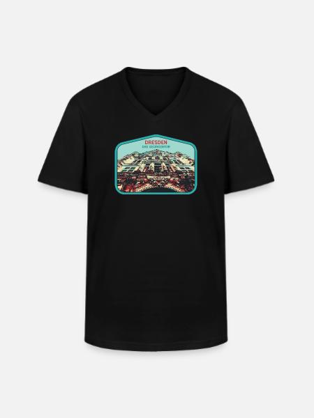 Illustration: Georgentor, Dresden - Men's V-Neck T-Shirt - black