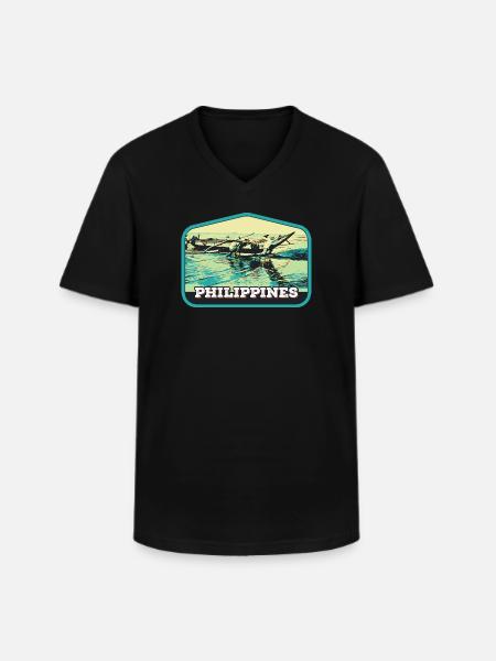 Pêche authentique aux Philippines - T-shirt col V Homme - noir