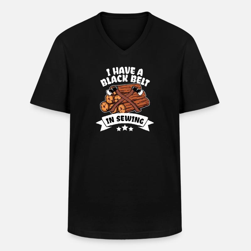 Menuiserie Menuiserie bois bûcheron déclaration - T-shirt col V Homme - noir