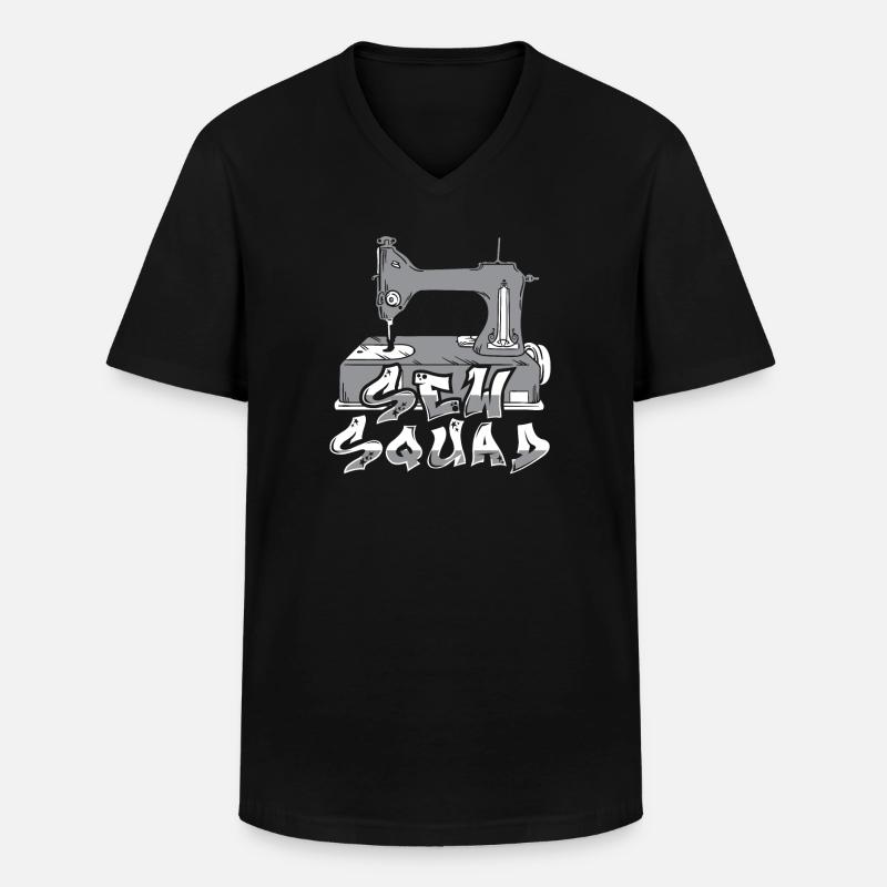 Nähen Nähmaschine - Männer-T-Shirt mit V-Ausschnitt - Schwarz