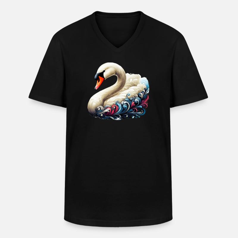 Schwan - Männer-T-Shirt mit V-Ausschnitt - Schwarz